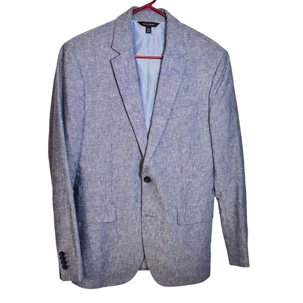 Banana Republic 38R Blue Linen Cotton Blend Blazer Standard Fit